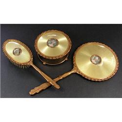 APOLLO Guilloche Enamel, Brass Dresser Set #1209636