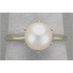 14K white gold cultured pearl ring #1209760