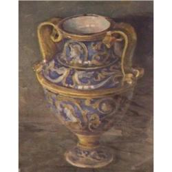 OLD UKRAINE HUNGARIAN PAINTING ANTIQUE VASE #1209800