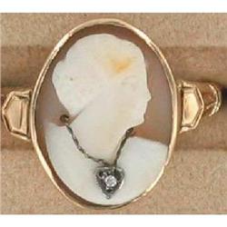 10K Cameo with Diamond Pendant - YG Ring #1209816