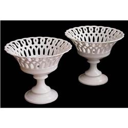 Reticulated Pair of Compotes / Footed Bowls #1209890