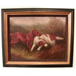 Antique English Dog Oil Painting "Setters" #1209909
