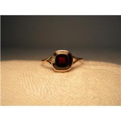 Antique 14K Pink Rose Gold Square Garnet Ring #1209913