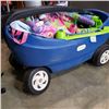 Image 2 : Little tykes blue 4 wheel wagon and two baby play mats