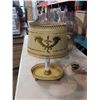 Image 2 : PLASTIC HANGING LIGHT FIXTURE, VINTAGE TABLE LAMP AND PAIR OF NATURELLE SHOES