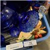 Image 2 : TOTE OF BLUE GLASS VASES, BRASS GOBLETS AND ESTATE COLECTABLES