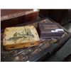 Image 1 : VINTAGE CARVED WOODEN BOX W/ TRAY AND VINTAGE NAUTICAL DOCUMENT BOX