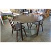 Image 2 : ROUND WOOD DINING TABLE WITH 3 CHAIRS