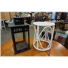 Image 2 : BLACK METAL LANTERN AND WHITE WICKER PLANTER STAND