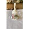 Image 2 : 2 FENTON HAND PAINTED ARTIST SIGNED BELLS - LARGE ONE DOES NOT HAVE RINGER AND ENGLISH DRESSER DISH