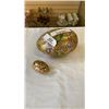 Image 1 : 2 CLOISONNE EGGS - APPROX 9 AND 3 INCHES