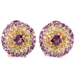 NATURAL RH-GARNET AMETHYST PERIDOT  CITRINE Earrings