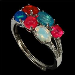 Natural Multi Color Opal Ring