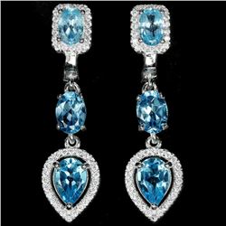 NATURAL  SWISS BLUE TOPAZ EARRINGS