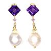 Image 1 : Natural Pearl & Amethyst Earrings