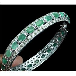 Natural Unheated Emerald &  Sapphire Bangle