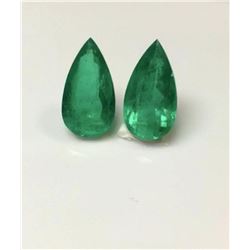 Natural Pear Colombian Emerald Pair - GRS Certfied