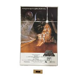 Carrie Fisher Signed Star Wars Poster with Piece of Debbie Reynolds Dance Studio Floor