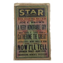 The Star Condord Movie Theater Triple Feature (1934) Window Cards Movie Posters