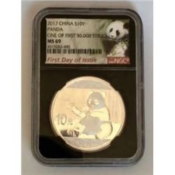China Panda 1 Ounce Silver Bullion Round Graded