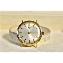 Jules Jurgensen white brushed face 14k yellow gold