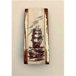 Scrimshawed Ivory Clipper Ship