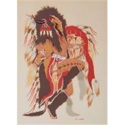 Woody Crumbo (Potawatomi, 1912-1989) Silkscreen on paper Taos Circa 1970s