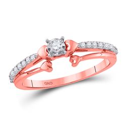 1/4 CTW Womens Round Diamond Solitaire Promise Ring 10kt Rose Gold - REF-23R3X