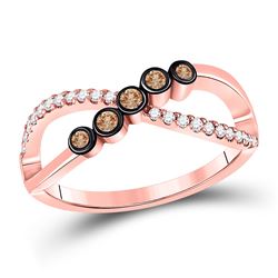 1/4 CTW Womens Round Brown Diamond Fashion Infinity Ring 10kt Rose Gold - REF-33V5Y