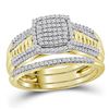 Image 1 : 3/8 CTW Round Diamond Cluster Bridal Wedding Ring 10kt Yellow Gold - REF-44M2F