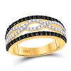 Image 1 : 1 CTW Womens Round Black Color Enhanced Diamond Band Ring 10kt Yellow Gold - REF-49H6R