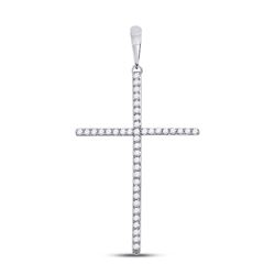 1/6 CTW Womens Round Diamond Cross Pendant 10kt White Gold - REF-15X2T