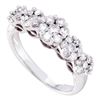 Image 1 : 1 CTW Womens Round Diamond Five Flower Cluster Ring 14kt White Gold - REF-97R5X