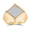 Image 1 : 1/3 CTW Mens Round Diamond Offset Square Ring 10kt Yellow Gold - REF-52X4T