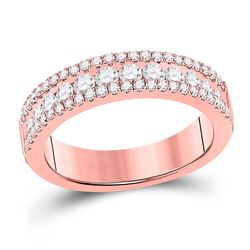 1 CTW Womens Round Diamond Band Ring 14kt Rose Gold - REF-88X5T