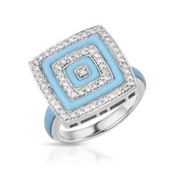 2.48 CTW Turquoise & Diamond Ring 14K White Gold - REF-64N6Y