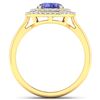 Image 2 : Natural 1.88 CTW Tanzanite & Diamond Ring 14K Yellow Gold - REF-63T9H