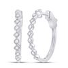 Image 1 : 1/2 CTW Womens Round Diamond Milgrain Square Dot Hoop Earrings 14kt White Gold - REF-81H7R