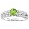 Image 1 : 1.10 CTW Peridot & Diamond Ring 14K White Gold - REF-66W9F