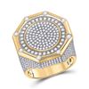 Image 1 : 2 & 3/4 CTW Mens Round Diamond Octagon Cluster Ring 14kt Yellow Gold - REF-245X4T
