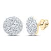 Image 1 : 1/2 CTW Womens Round Diamond Cluster Earrings 10kt Yellow Gold - REF-35X4T