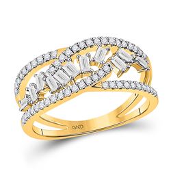 1/2 CTW Womens Baguette Diamond Scattered Band Ring 14kt Yellow Gold - REF-47T6V