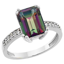 3.70 CTW Mystic Topaz & Diamond Ring 10K White Gold - REF-32V2R