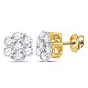 Image 1 : 1/3 CTW Womens Round Diamond Flower Cluster Earrings 10kt Yellow Gold - REF-21M8F