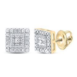1/8 CTW Womens Round Diamond Square Earrings 10kt Yellow Gold - REF-17V3Y