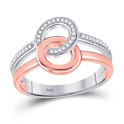 1/10 CTW Womens Round Diamond Linked Circle Ring 10kt Two-tone Gold - REF-21A8M