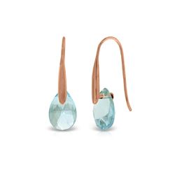 Genuine 6 ctw Blue Topaz Earrings 14KT Rose Gold - REF-38X5M