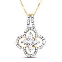 1/2 CTW Womens Round Diamond Clover Fashion Pendant 10kt Yellow Gold - REF-28Y5N