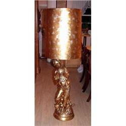 Large Lamp Boy with Jug Gold Ceramic 5 Feet #1177225