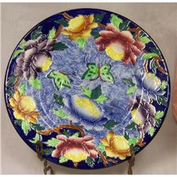 MALING  MAJOLICA PLATE OF ROSES AND BUTTERFLIES#1177583